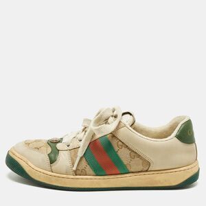 Gucci Screener Size 39.5 Multicolor Canvas And Leather Low Top Sneakers